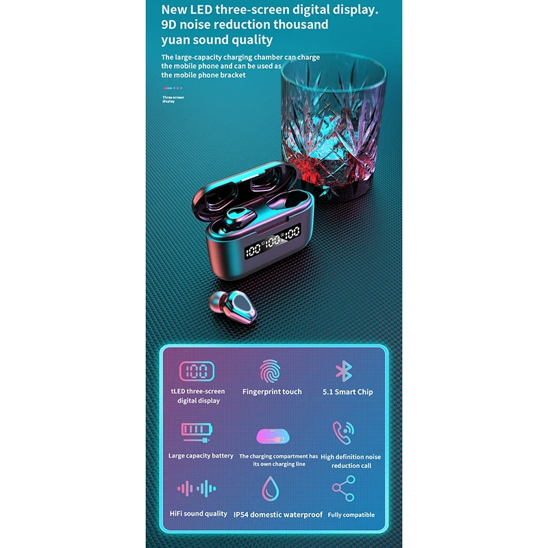 G40 Wireless Headset Bluetooth 5 0 Earphones 2000MAh Charging Box 9D Stereo Sports Waterproof Headsets Press Control