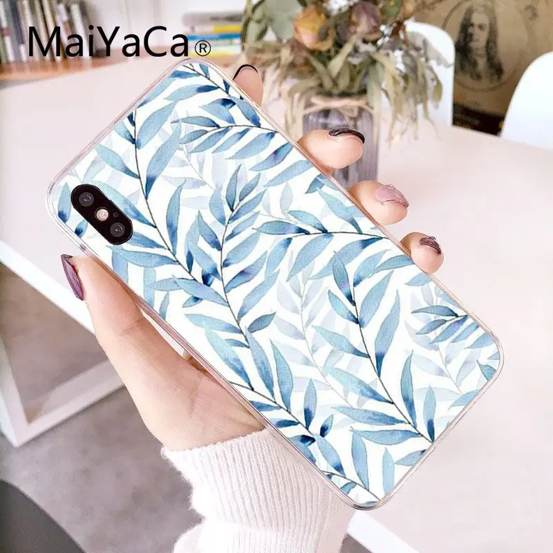 MaiYaCa растения для акварельных красок рукоделие принт рисунок чехол для iPhone X XS MAX 6 6s, 7, 7 plus, 8, 8 Plus, 5 5S SE XR 10