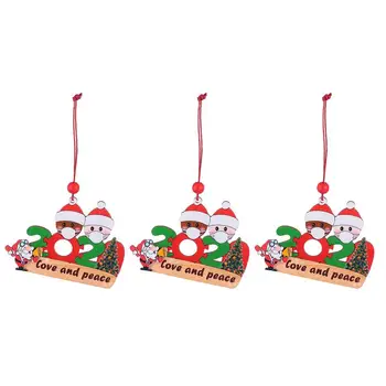 

3PCS Christmas 2020 Ornaments Personalized Quarantine Survivor Family Xmas Tree Hanging Ornament Decoration