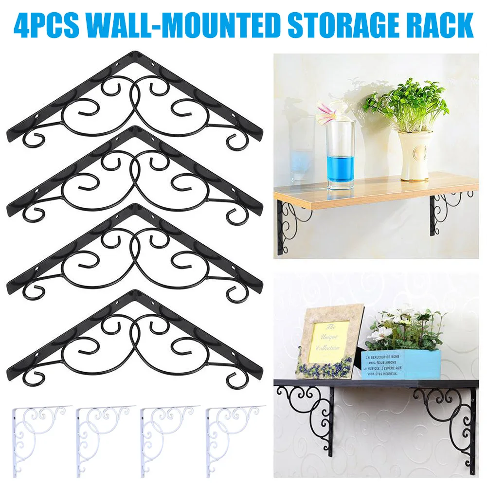

4PCS Iron Wall Book Mounted Shelf Storage Rack Hanging Holder Organizer Rack Metal Tripod L5 #4