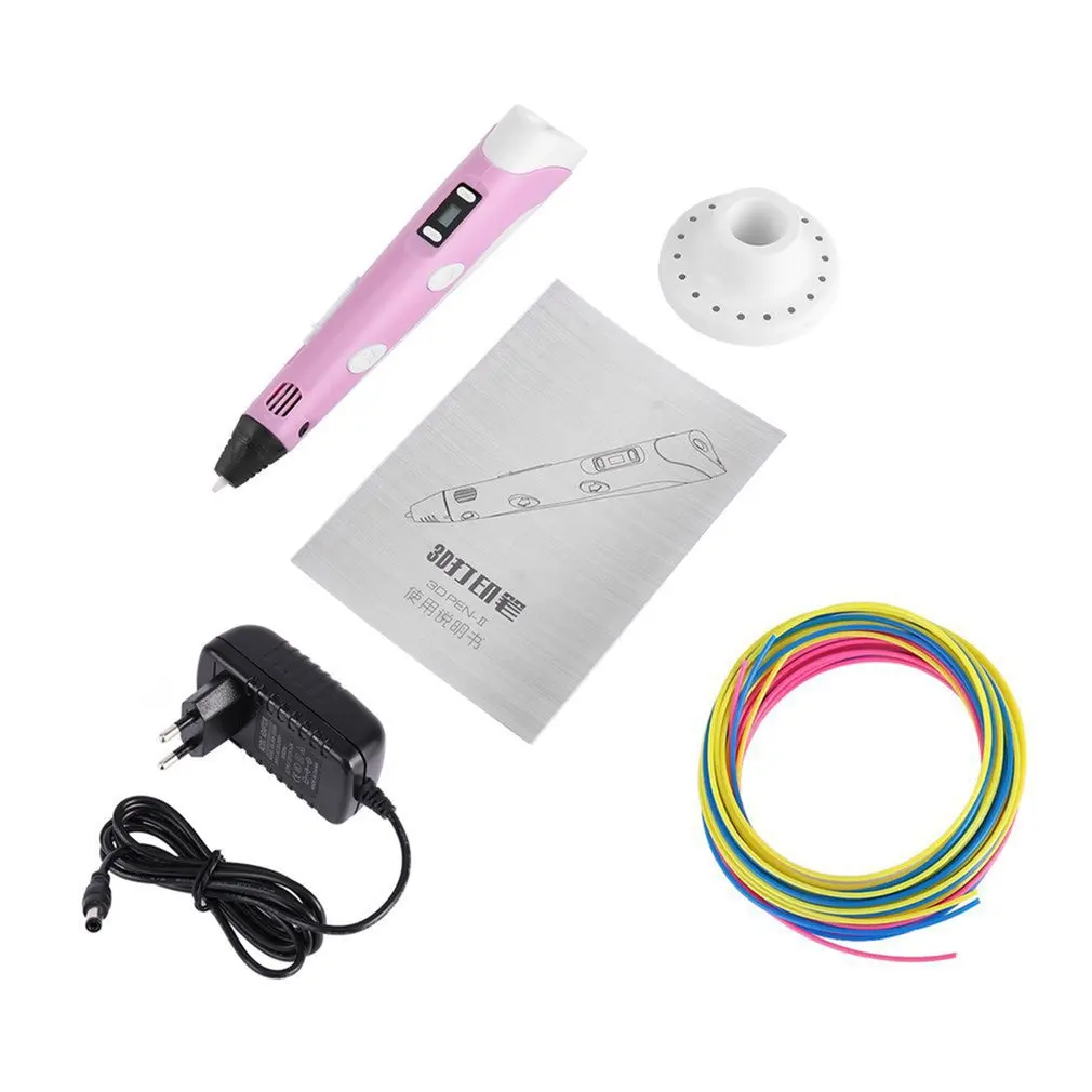3D печатная ручка 12V 3D карандашом 3D чертежная ручка Stift из пла-пластика для малыша детское образование хобби рисунок игрушки подарки на день рождения - Цвет: Pink English EU