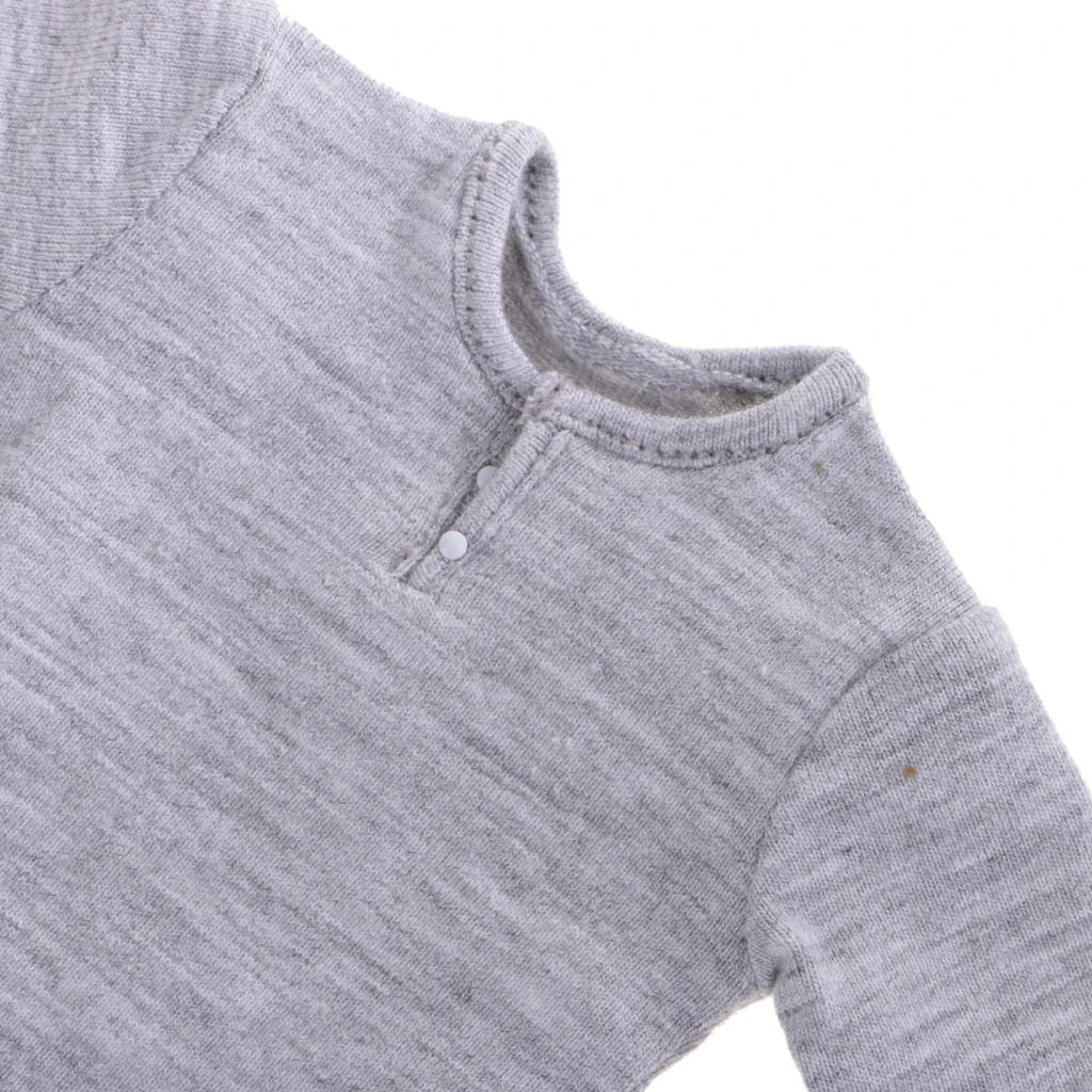 1:6 Scale Cloth Outfit Gray Long Sleeved T-shirt Casual Top for 12 Inch Male Action Figures Dolls Acc