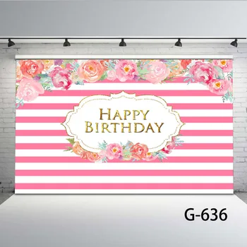 

Mehofoto Birthday Flower Backdrop White and Pink Stripe Photo Background Shoot for Kids Photography Studio G-636