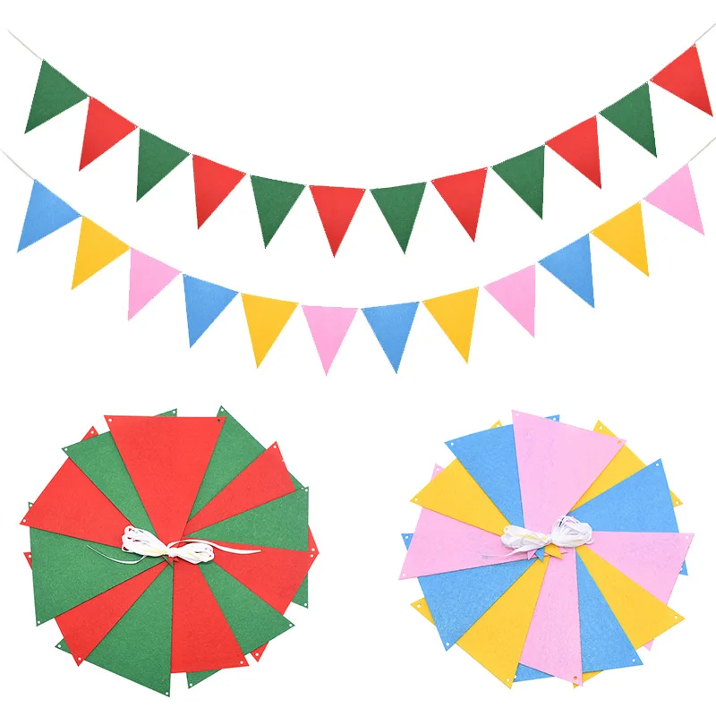 2.5M Colorful Felt Banner Bunting Garland for Kids Birthday Nursery Party Decoration Christmas Halloween Party Hanging Pennant