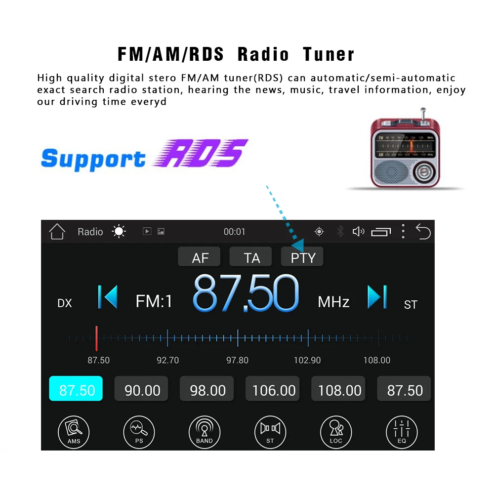  Podofo 2 Din Android Auto Radio GPS Navigation Auto Stereo 7 