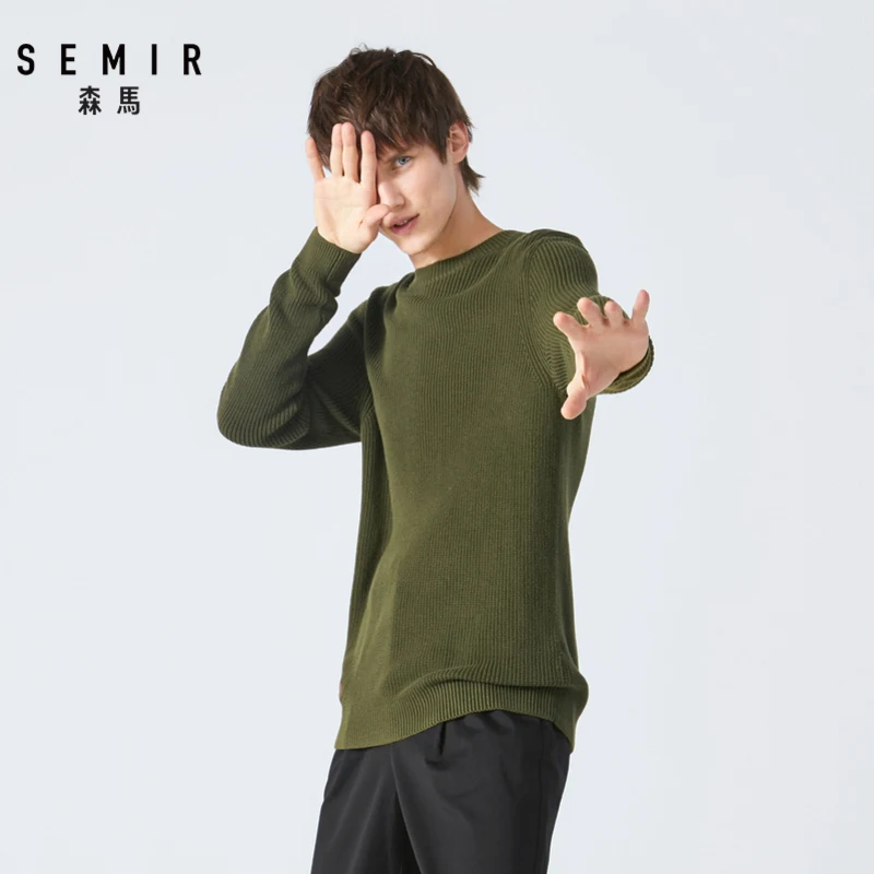 Semir свитер мужской Корейский тренд черный свитер мужской подростковый круглый вырез Водолазка Топы пуловеры