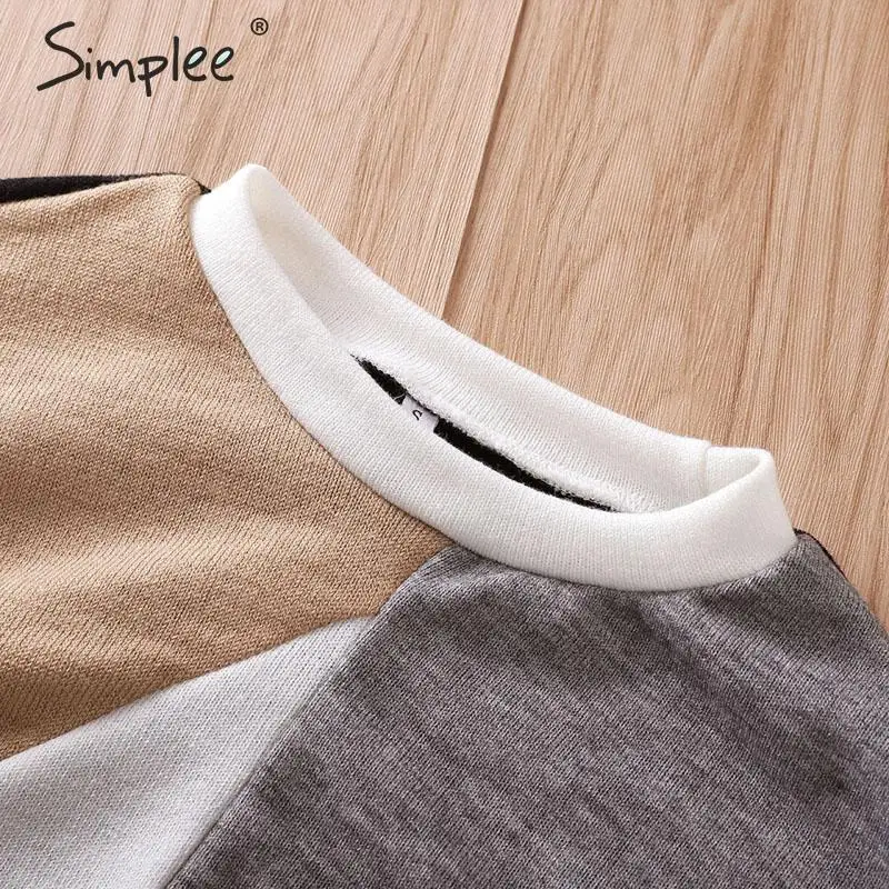 Najtaniej Simplee patchworkowy w stylu casual swetry sweter z dzianiny o neck z długim rękawem kobiet sweter 2019 anglia panie elegancki ciepły zimowy sweter