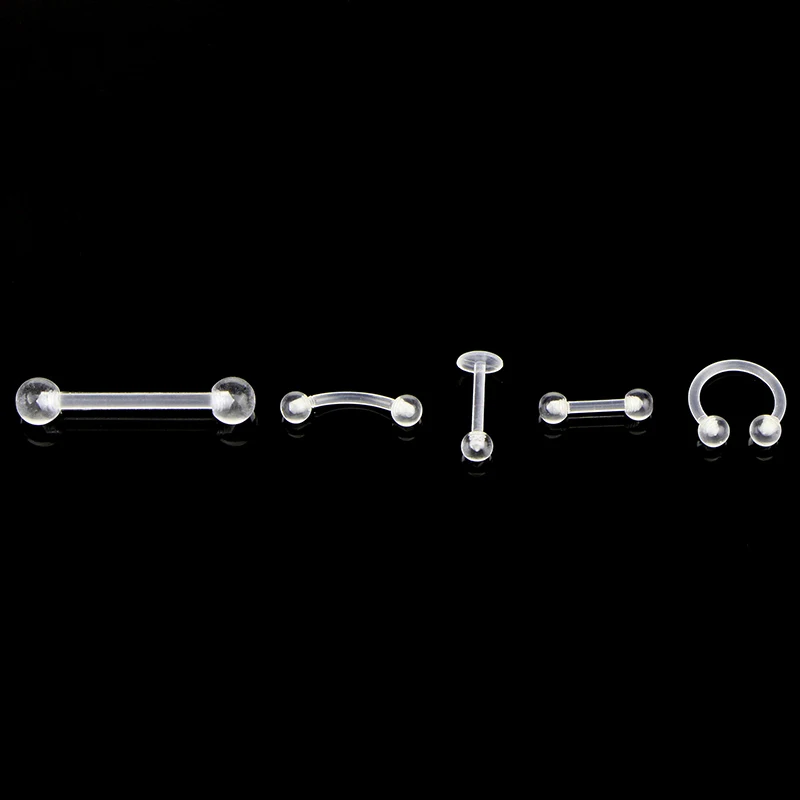 Transparent Acrylic Nipple Ring Soft Clear Bar Tongue Piercing Tongue Ring Helix Piercing Sex Jewelry 10Pcs/Set