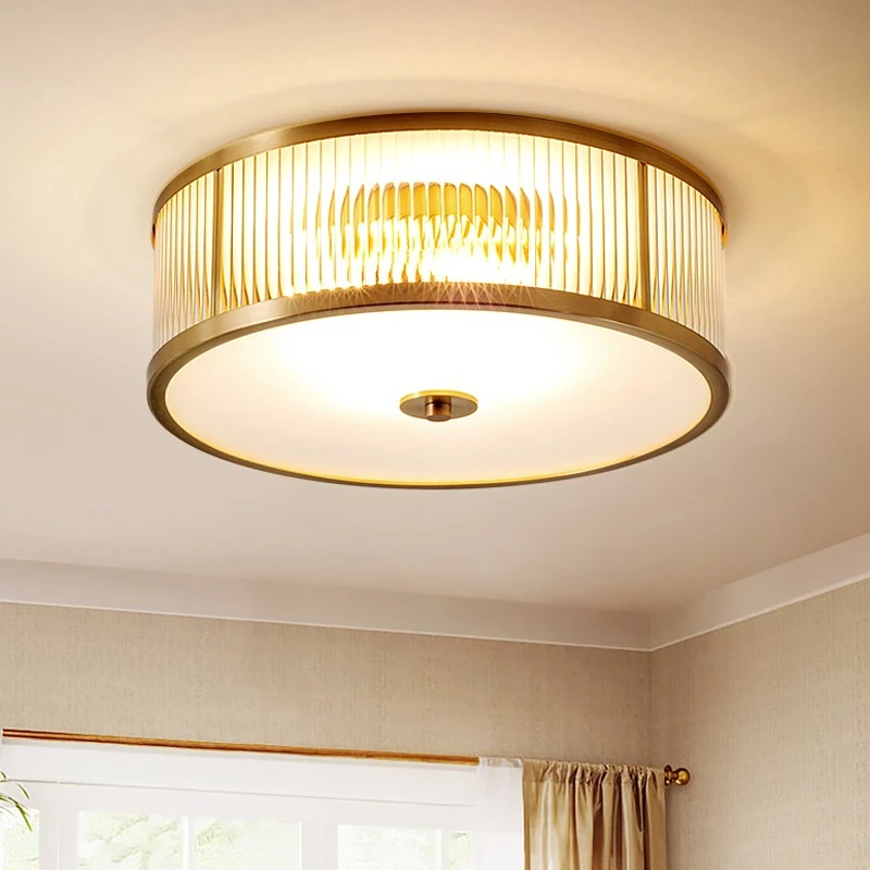 

Modern, stylish simple Art deco Round Gold Ceiling Lamp Living room Glass Copper luminarias Living Room Bedroom Home Lighting
