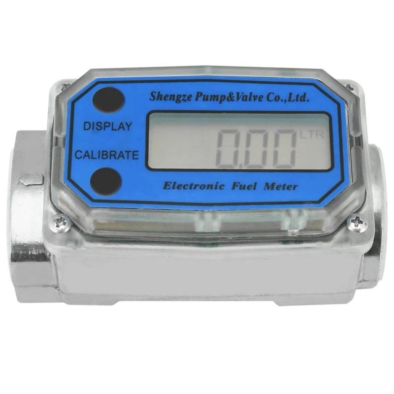 

Lcd Digital Flow Meter Turbine Flowmeter Fuel Flow Meter 15-120L For Chemicals Water Sea Adjust Liquid Flow Meter