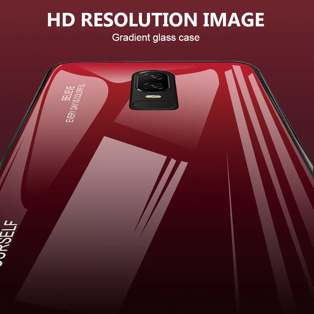 Чехол из закаленного стекла с градиентом для Oneplus 7 Pro, Мягкий защитный чехол из ТПУ с защитой от ударов для Oneplus 6 6 t, задняя крышка