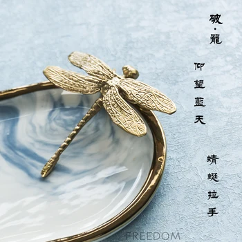 

Nordic copper dragonfly furniture cabinet wardrobe drawer handle light luxury creative brass decorative handle