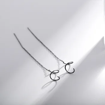 

Simple Black Geometric Dangle Earrings for Women Girls Gift 925 sterling silver Tassel Drop Earring Minimalist Jewelry