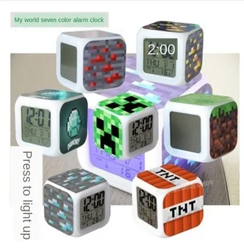 

Minecrafts Alarm Clock Led Seven Color Night Light Clock My World Celebrity Surprise Alarm Clock Student Creative Birthday Gift