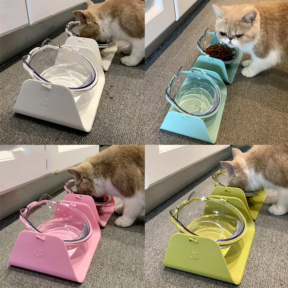 Behogar Cute Angle Adjustable Pet Dog Cat Tilted Bowls Feeding Feeder with Elevated Raised Stand for Food Water Snacks - Цена: 