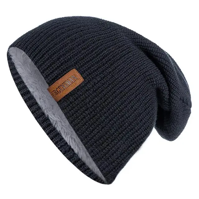 Unisex Letter Beanie with Fur Lining - Fashion Winter Hat