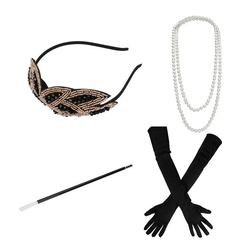 1920S Great Gatsby Accessories Set For Women,Costume Flapper Headpiece Headband 2