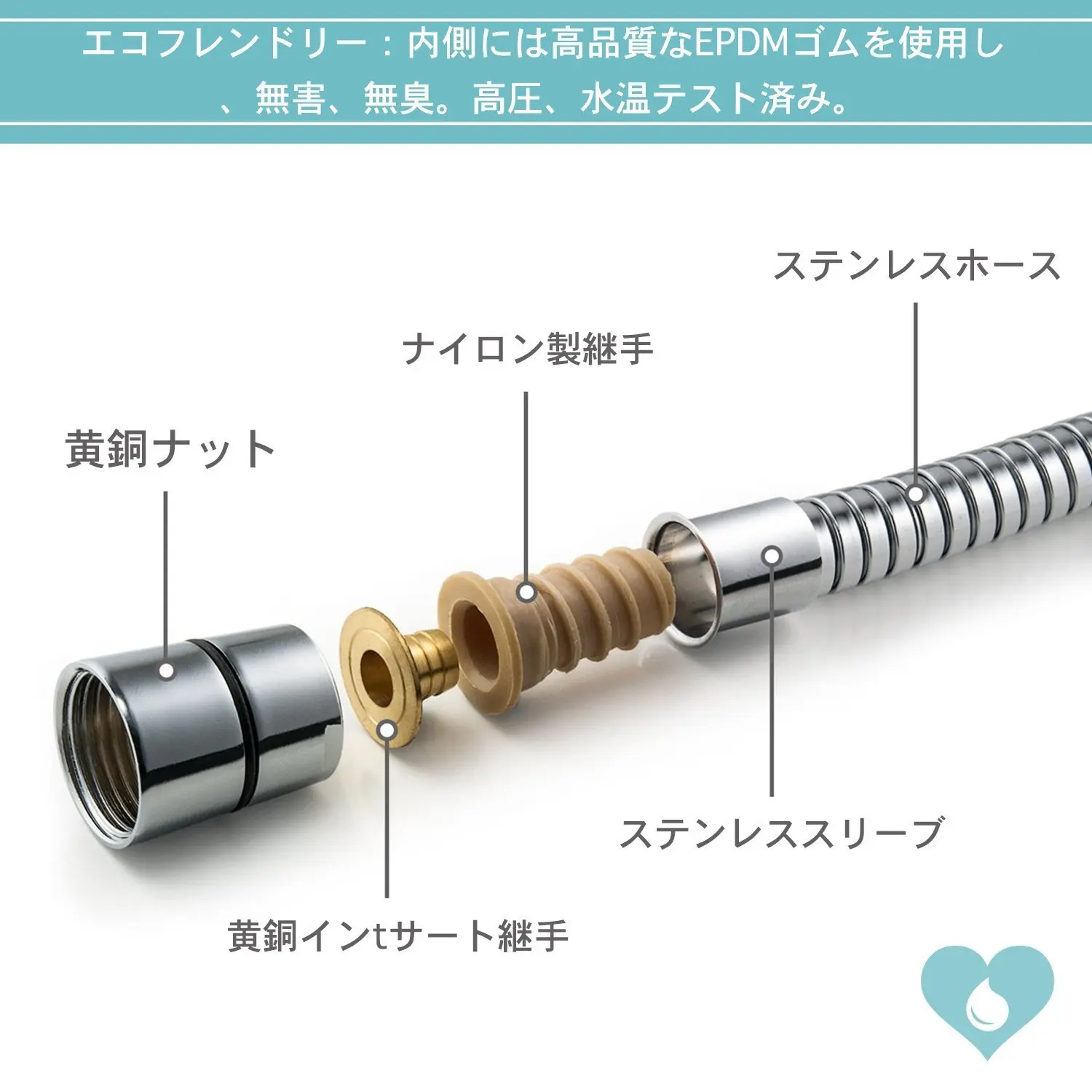 Amazon Europe And America Day 1.5-2 M Hose Cold Shower High Pressure Pipe Copper Cap Stainless Steel Electroplated Double-lock H