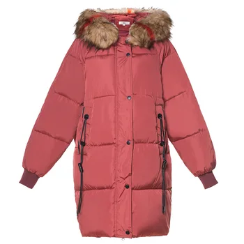 

2019 New Women's Long Coat Autumn And Winter Warm Thickening Artificial Fur Collar Coat Parka Coat Female Jacket
