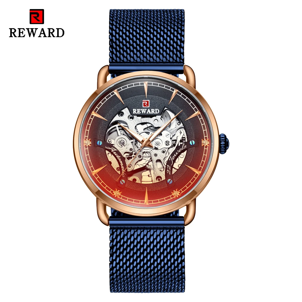 Мужские часы, мужские автоматические механические часы, лучший бренд класса люкс, полностью стальные водонепроницаемые механические часы, мужские часы - Цвет: Blue