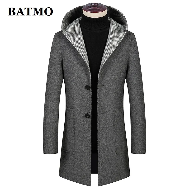 BATMO, Новое поступление, высокое качество, шерсть, плед, с капюшоном, Тренч для мужчин, двухсторонняя одежда, шерстяные куртки для мужчин, 1934