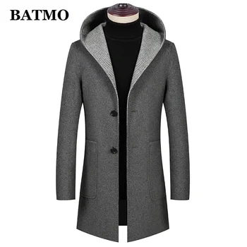 

BATMO 2020 new arrival high quality wool hooded trench coat men,Double-sided wear wool jackets men 1934