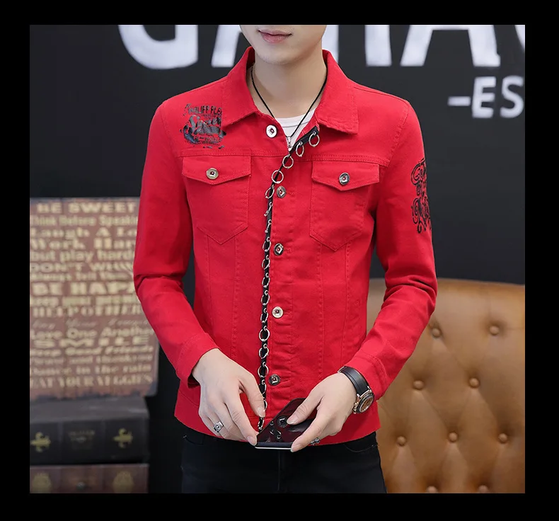 Jeans Coat Men's Spring And Autumn New Style Denim Jacket Male STUDENT'S Korean-style Slim Fit Handsome Teenager with Holes Gown