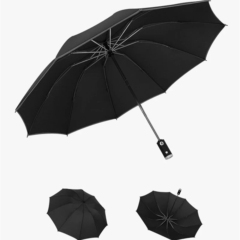 Suitable for Xiaomi Automatic Umbrella Anti-UV Umbrella with Reflective Strip LED Light Academy Tri-fold