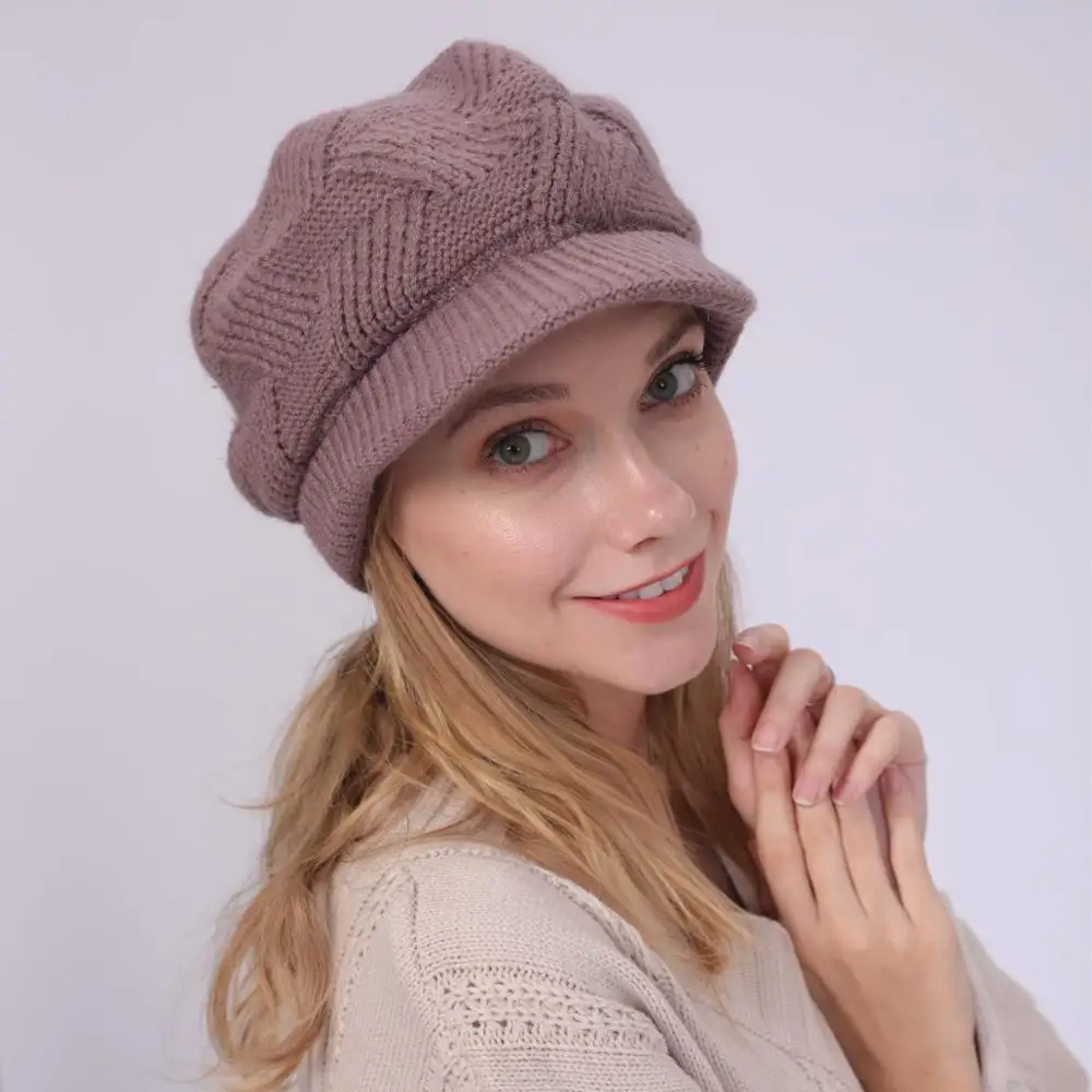Модная женская зимняя шапка с помпонами, уличная шапка Skullies Beanies для девочек, новинка, однотонная, плюс шерсть, вязаная, теплая, саржевая шапка
