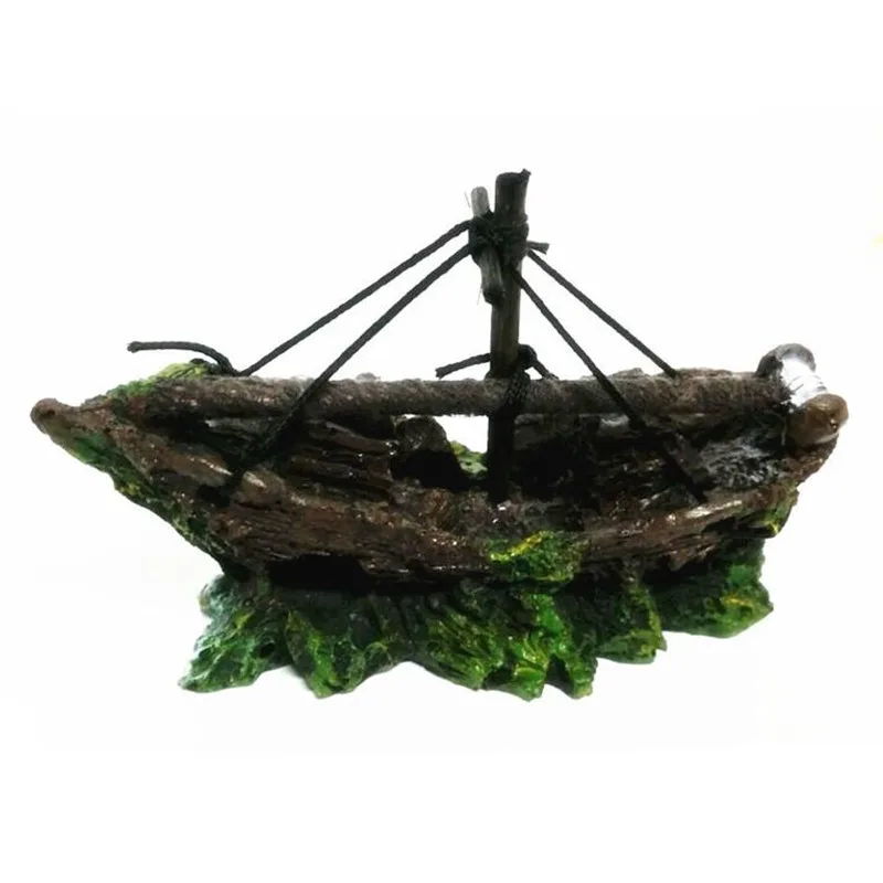 New Resin Wreck Sailing Boat Sunk Ship Destroyer Cave Tortoise Fish Tank Decor Ornament Landscaping Aquarium Decoration