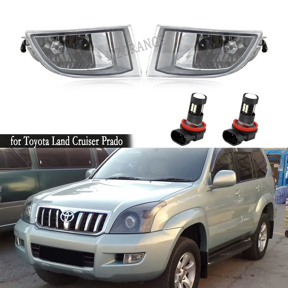 Led światła przeciwmgielne dla Toyota Land Cruiser Prado 120 2002 2006 2007-2009 reflektor przezroczyste soczewki światła przeciwmgielne lampa do jazdy samochodów