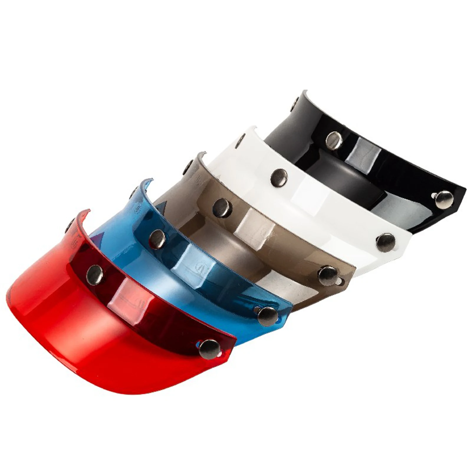 Universal 3 Snap-Button Visor abatible hacia arriba Escudo de viento para cara abierta casco de motocicleta Anti-UV, niebla y rasguño automóvil