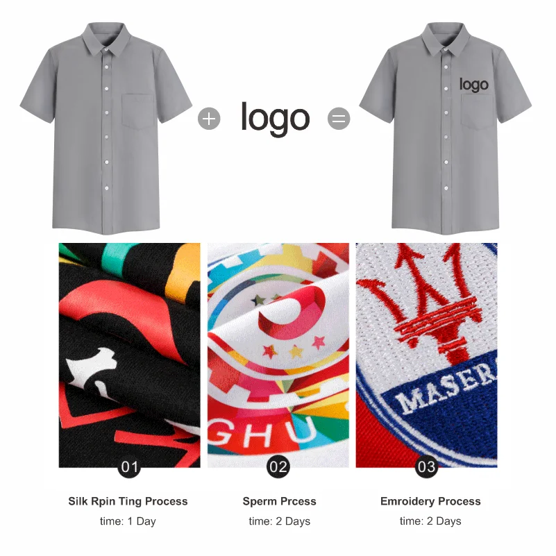 Short Sleeved Shirt Casual Short Sleeved Shirt Short-sleeved Solid Color Shirt High-end Business Daily Tops Company Uniforms Printed Embroidery