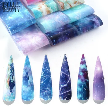 

10PCS Nail Foil Sticker Set Holographic Starry Sky Adhesive Wraps Transfer Paper Marble Shining Nail Art Decal Gel Slider CH1022