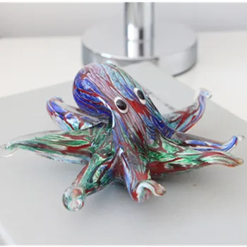 

Creative Small Ornament Hand Blown Glass Art Coloured Glaze Octopus Sea Animal Devilfish Fish Tank Decor Britbday Gift X5301