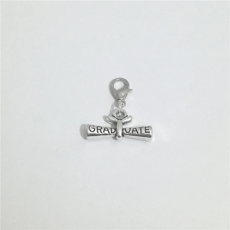 

10pcs/lot Diploma Charm Clip on charm Graduation Diploma Lobster Buckle, Fashion Jewelry Accessories 2020 Graduation Jewelry