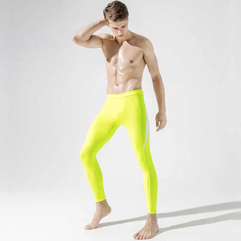 Iiridescent yellow Мужская одежда, длинное нижнее белье, прозрачные колготки, модные мягкие сексуальные мужские тянущиеся Удобные леггинсы для фитнеса, мужские кальсоны - Цвет: Iiridescent yellow