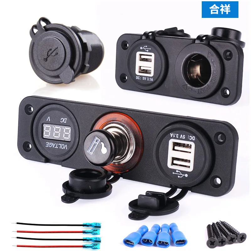 

Car Mounted USB Socket Charger Assembly Mobile Phone Cigarette Lighter Motorcycle Modified Car Charger 12-24v Universal
