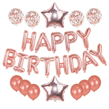 

25pcs Happy Birthday Letter Balloons 16inch Foil Ballons Birthday Party Decorations Rose Gold Silver Black Globos Gifts Supplies