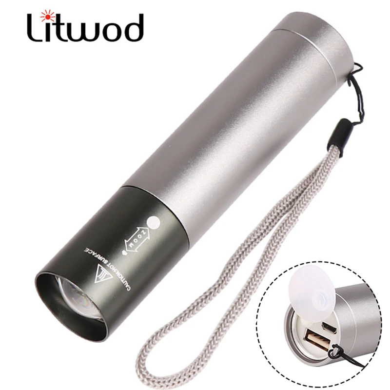 

Retractable Zoom Mobile Power Mini LED Flashlight USB Charging 3 Lighting Mode Waterproof Flashlight Stylish Portable Set for Ni