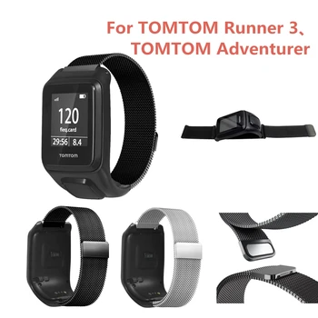 

Stainless Steel Magnetic Replacement Sport Wrist Strap Watchband for TomTom Runner 3 2/Spark 3 Cardio/Music/Adventurer