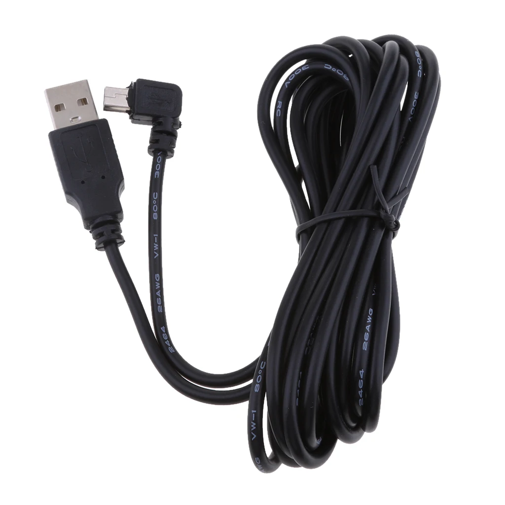 Universal 5V 2A Mini USB Chargers Cable 90 Degrees Right Head DVR GPS Charging Cables Easy Use