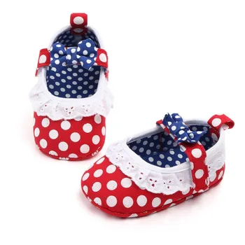 

Newborn First Walkers Baby Girls shoes Bowknot Princess Cloth Shoes Soft Sole Pram Anti-slip Prewalkers Casual Shoe