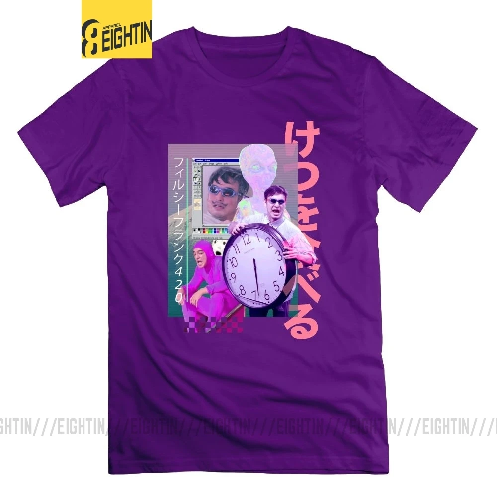 Фиолетовый Eightin Vaporwave грязный Франк 420 Футболка хлопок большой размер Crewneck печатные футболки для мужчин футболки с коротким рукавом подарок - Цвет: Фиолетовый