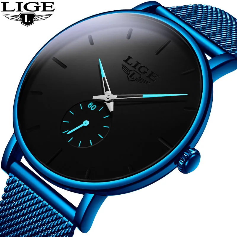 LIGETop Brand Luxury Quartz Man Watches Ultra Thin Fashion Watch for Men Casual Mesh Belt Waterproof Sport Relogio Masculino New