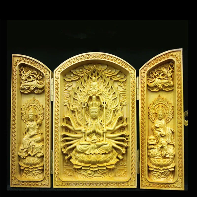 Статуя Будды из массива дерева Guanyin статуя будды ручной работы Китая украшения