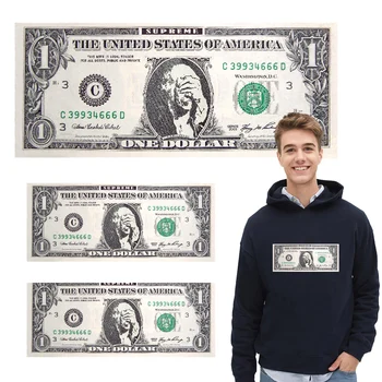 

Dollar Patch Iron-on Transfers for Clothing T-shirt Heat Transfer Vinyl Applique Thermal Press Thermo Stickers on Clothes DIY