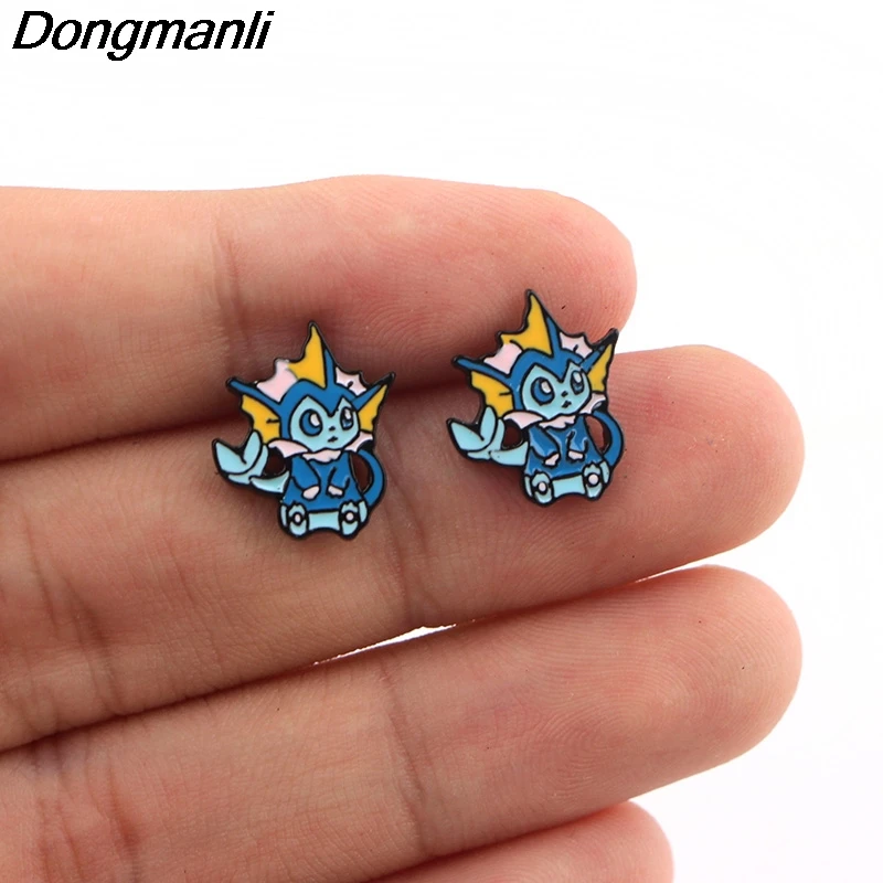 P4189 Dongmanli милые серьги Eevee Elf, пирсинг для уха, детские милые серьги для женщин, эмалевые серьги, вечерние ювелирные изделия, подарки для девочек