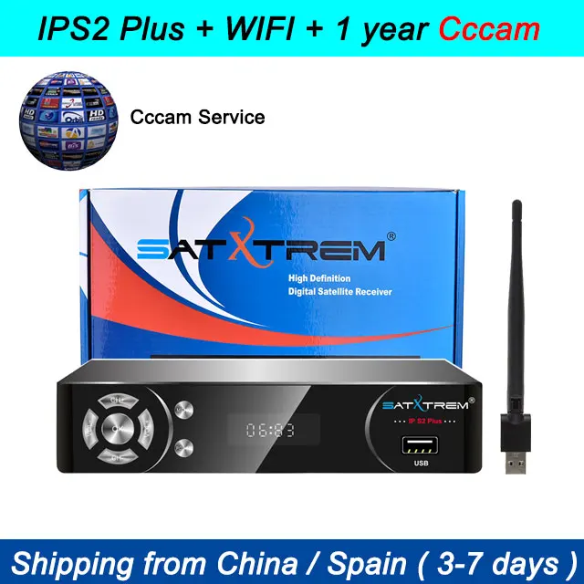 Satxtrem IP-S2 Plus спутниковый ресивертв тюнер DVB-S2 Full HD 1080p with USB WiFi Cccam IPTV телевизорцифровая приставка - Цвет: with wifi ccccam