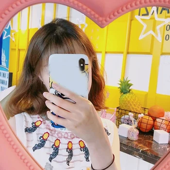 

Makeup Mirror Hanging Tabletop Bedroom Home Tool School Heart Shaped Decorative Clear Cute Dormitory Dressing Girl Gift